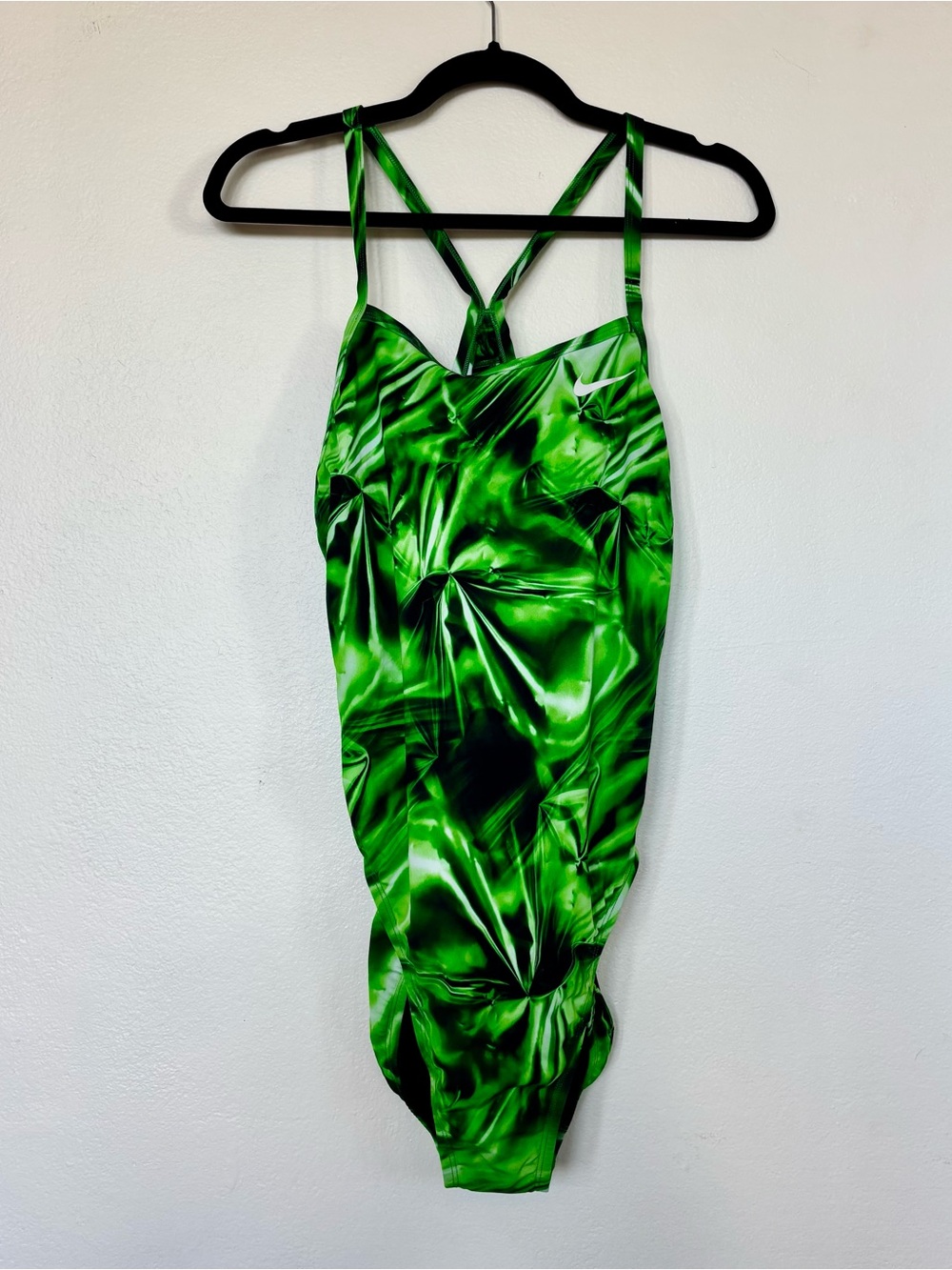 Nike Swim Green and Black Hydrastrong Swimwear One Piece Swimsuit abstract